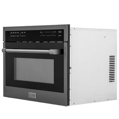 ZLINE Kitchen Appliance Package - 48 In. Gas Range with Brass Burners, Range Hood and Microwave Oven in Black Stainless Steel, 3KP-RGBRHMWO-48