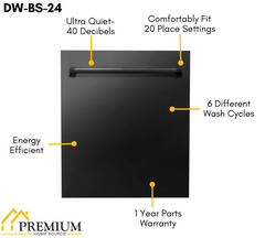 ZLINE Appliance Package - 36 in. Dual Fuel Range, Range Hood, Microwave Oven, Dishwasher in Black Stainless Steel, 4KP-RABRH36-MODW