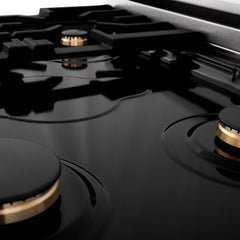 ZLINE 30 Inch Autograph Edition Gas Range in Stainless Steel with Champagne Bronze Accents, RGZ-30-CB