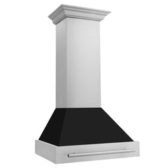 ZLINE 30 Inch Stainless Steel Range Hood with Black Matte Shell and Stainless Steel Handle, 8654STX-BLM30