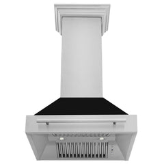 ZLINE 30 Inch Stainless Steel Range Hood with Black Matte Shell and Stainless Steel Handle, 8654STX-BLM30