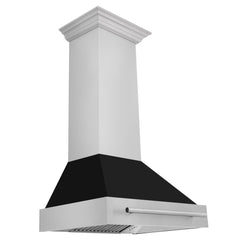 ZLINE 30 Inch Stainless Steel Range Hood with Black Matte Shell and Stainless Steel Handle, 8654STX-BLM30