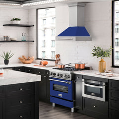 ZLINE 30 Inch Stainless Steel Range Hood with Blue Gloss Shell, 8654STX-BG30