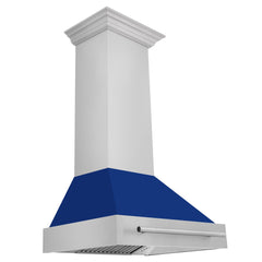 ZLINE 30 Inch Stainless Steel Range Hood with Blue Gloss Shell, 8654STX-BG30