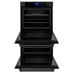 ZLINE 5-Piece Appliance Package - 48 In. Gas Rangetop, Range Hood, Refrigerator, Dishwasher and Double Wall Oven in Black Stainless Steel, 5KPR-RTBRH48-AWDDWV