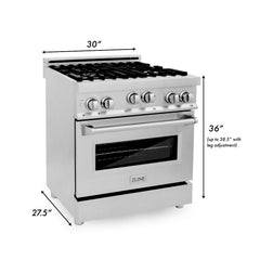 ZLINE Appliance Package - 30 In. Gas Range and Over-The-Range Microwave in Stainless Steel, 2KP-RGOTRH30