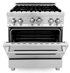 ZLINE Appliance Package - 30 In. Gas Range and Over-The-Range Microwave in Stainless Steel, 2KP-RGOTRH30