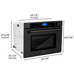 ZLINE 4-Piece Appliance Package - 48 In. Rangetop, Wall Oven, Refrigerator, and Microwave Oven in Black Stainless Steel, 4KPR-RTB48-MWAWS