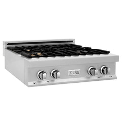 ZLINE 30 in. Rangetop in DuraSnow® Stainless Steel with 4 Gas Brass Burners, RTS-BR-30