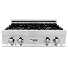 ZLINE Appliance Package - 30 In. Rangetop, Wall Oven, Refrigerator and Microwave Drawer in Stainless Steel, 4KPR-RT30-MWAWS