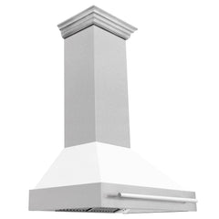 ZLINE 36 Inch DuraSnow® Stainless Steel Range Hood with White Matte Shell, 8654SNX-WM36