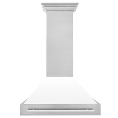 ZLINE 36 Inch DuraSnow® Stainless Steel Range Hood with White Matte Shell, 8654SNX-WM36