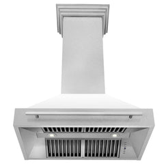 ZLINE 36 Inch DuraSnow® Stainless Steel Range Hood with White Matte Shell, 8654SNX-WM36