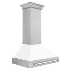 ZLINE 36 Inch DuraSnow® Stainless Steel Range Hood with White Matte Shell, 8654SNX-WM36