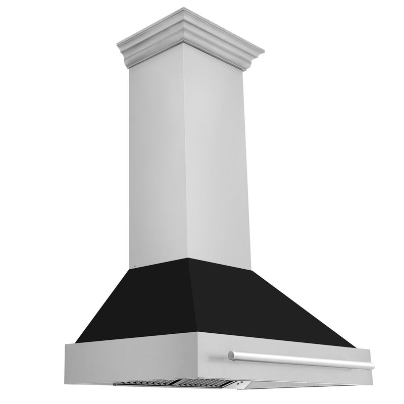 ZLINE 36 In. Stainless Steel Range Hood with Black Matte Shell, 8654STX-BLM36