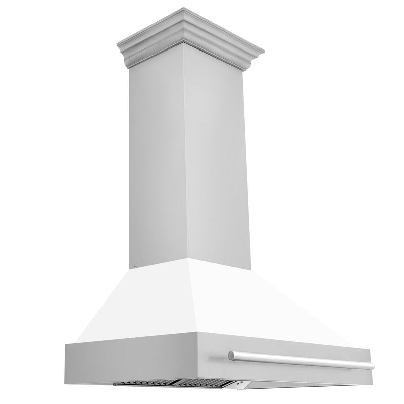 ZLINE 36 In. Stainless Steel Range Hood with White Matte Shell, 8654STX-WM-36