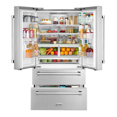 ZLINE Appliance Package - 36 Inch Gas Range, Range Hood, 3 Rack Dishwasher, Refrigerator, 4KPR-RGRH36-DWV