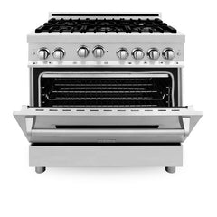 ZLINE Appliance Bundle - 36 in. Gas Range, Range Hood, 3 Rack Dishwasher, Refrigerator, Bundle-4KPR-RGRH36-DWV