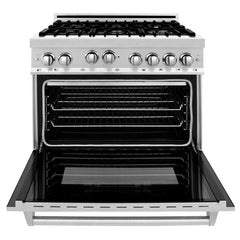 ZLINE Appliance Bundle - 36 in. Gas Range, Range Hood, 3 Rack Dishwasher, Refrigerator, Bundle-4KPR-RGRH36-DWV