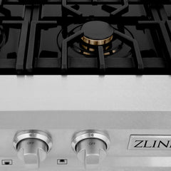 ZLINE 36 in. Rangetop in DuraSnow® Stainless Steel with 6 Gas Brass Burners, RTS-BR-36