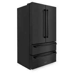 ZLINE 5-Piece Appliance Package - 48 In. Gas Range, Range Hood, Refrigerator, Microwave and Dishwasher in Black Stainless Steel, 5KPR-RGBRH48-MWDWV