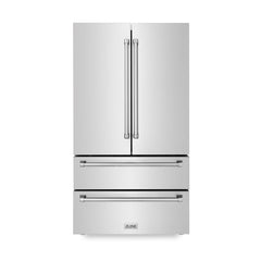 ZLINE Appliance Package - 48 in. Gas Range, Range Hood, Microwave Drawer, 3 Rack Dishwasher, Refrigerator, 5KPR-RGRH48-MWDWV