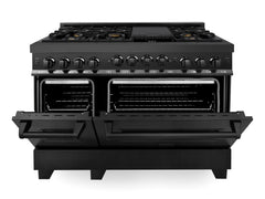 ZLINE 48 In. 6.0 cu. ft. Range with Gas Stove and Gas Oven in Black Stainless Steel with Brass Burners, RGB-BR-48