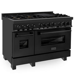 ZLINE 48 In. 6.0 cu. ft. Range with Gas Stove and Gas Oven in Black Stainless Steel with Brass Burners, RGB-BR-48