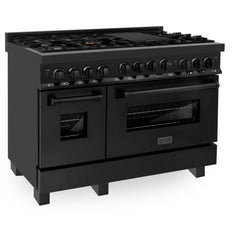 ZLINE 48 In. 6.0 cu. ft. Range with Gas Stove and Gas Oven in Black Stainless Steel with Brass Burners, RGB-BR-48