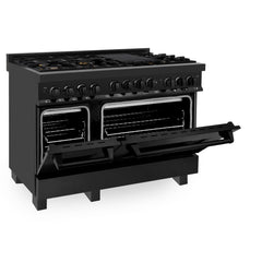 ZLINE 48 In. 6.0 cu. ft. Range with Gas Stove and Gas Oven in Black Stainless Steel with Brass Burners, RGB-BR-48