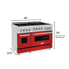 ZLINE 48 In. 6.0 cu. ft. Range with Gas Stove and Gas Oven in DuraSnow® Stainless Steel with Blue Gloss Doors, RGS-BG-48