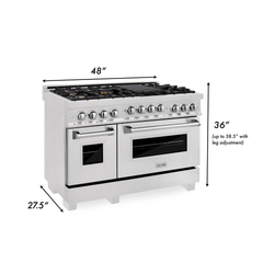 ZLINE 48 In. 6.0 cu. ft. Range with Gas Stove and Gas Oven in DuraSnow® Stainless Steel with Brass Burners, RGS-SN-BR-48