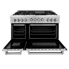 ZLINE 48 In. 6.0 cu. ft. Range with Gas Stove and Gas Oven in DuraSnow® Stainless Steel with Brass Burners, RGS-SN-BR-48