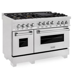 ZLINE 48 In. 6.0 cu. ft. Range with Gas Stove and Gas Oven in DuraSnow® Stainless Steel with Brass Burners, RGS-SN-BR-48