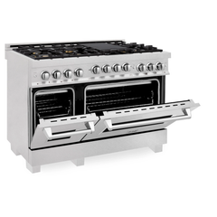 ZLINE 48 In. 6.0 cu. ft. Range with Gas Stove and Gas Oven in DuraSnow® Stainless Steel with Brass Burners, RGS-SN-BR-48