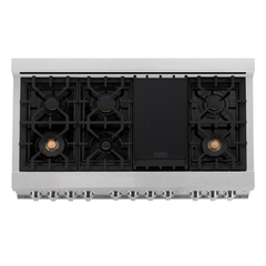 ZLINE 48 In. 6.0 cu. ft. Range with Gas Stove and Gas Oven in DuraSnow® Stainless Steel with Brass Burners, RGS-SN-BR-48