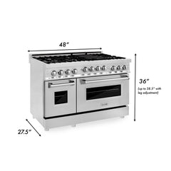 ZLINE Appliance Package - 48 In. Gas Range, Range Hood, Microwave Oven in Stainless Steel, 3KP-RGRHMWO-48