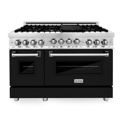 ZLINE 48 Inch 6.0 cu. ft. Range with Gas Stove and Gas Oven in Stainless Steel and Black Matte Door, RG-BLM-48