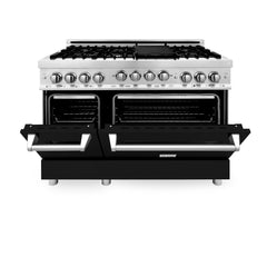 ZLINE 48 Inch 6.0 cu. ft. Range with Gas Stove and Gas Oven in Stainless Steel and Black Matte Door, RG-BLM-48