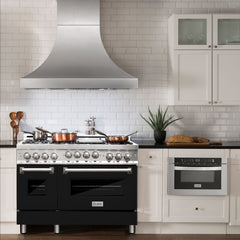 ZLINE 48 Inch 6.0 cu. ft. Range with Gas Stove and Gas Oven in Stainless Steel and Black Matte Door, RG-BLM-48