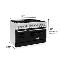 ZLINE 48 Inch 6.0 cu. ft. Range with Gas Stove and Gas Oven in Stainless Steel and Black Matte Door, RG-BLM-48