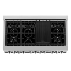 ZLINE 48 Inch 6.0 cu. ft. Range with Gas Stove and Gas Oven in Stainless Steel and Black Matte Door, RG-BLM-48