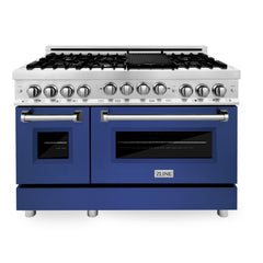 ZLINE 48 Inch 6.0 cu. ft. Range with Gas Stove and Gas Oven in Stainless Steel and Blue Matte Door, RG-BM-48