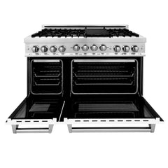 ZLINE 48 Inch 6.0 cu. ft. Gas Range in Stainless Steel and White Matte Door, RG-WM-48