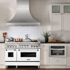 ZLINE 48 Inch 6.0 cu. ft. Gas Range in Stainless Steel and White Matte Door, RG-WM-48