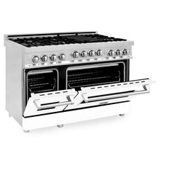 ZLINE 48 Inch 6.0 cu. ft. Gas Range in Stainless Steel and White Matte Door, RG-WM-48