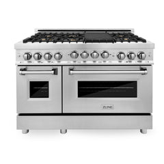 ZLINE 48 Inch 6.0 cu. ft. Range with Gas Stove and Gas Oven in Stainless Steel with Brass Burners, RG-BR-48