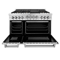 ZLINE 48 Inch 6.0 cu. ft. Range with Gas Stove and Gas Oven in Stainless Steel with Brass Burners, RG-BR-48