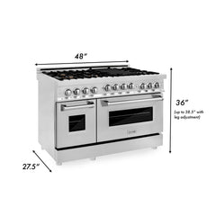 ZLINE 48 Inch 6.0 cu. ft. Range with Gas Stove and Gas Oven in Stainless Steel with Brass Burners, RG-BR-48