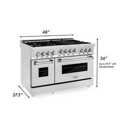 ZLINE 48 Inch 6.0 cu. ft. Range with Gas Stove and Gas Oven in Stainless Steel with a DuraSnow® Door, RG-SN-48